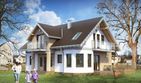 Projekt domu Maryla (1342) - parterowy z poddaszem dom o powierzchni 139,60 m², dach dwuspadowy, koszt budowy 362 000 zł - ujęcie frontu