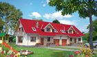 Projekt domu Zoja Lux Duo - murowana – beton komórkowy - parterowy z poddaszem dom o powierzchni 130,20 m², dach dwuspadowy, koszt budowy 212 049 zł - ujęcie frontu