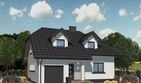 Projekt domu APS 127 - parterowy z poddaszem dom o powierzchni 125,10 m², dach wielospadowy, koszt budowy 329 000 zł - ujęcie frontu