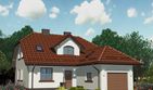 Projekt domu APS 174 - parterowy z poddaszem dom o powierzchni 118,90 m², dach naczółkowy, koszt budowy 337 000 zł - ujęcie frontu