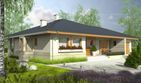 Projekt domu Flori II G1 - parterowy dom o powierzchni 115,45 m², dach kopertowy, koszt budowy 395 000 zł - ujęcie frontu