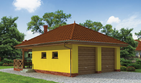 Projekt budynku gospodarczego G189 budynek gospodarczy - parterowy dom o powierzchni 64,61 m², dach kopertowy, koszt budowy 62 852 zł - ujęcie frontu