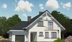 Projekt domu APS 058 - parterowy z poddaszem dom o powierzchni 134,70 m², dach dwuspadowy, koszt budowy 364 000 zł - ujęcie frontu