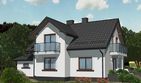 Projekt domu APS 004 + G - parterowy z poddaszem dom o powierzchni 127,10 m², dach dwuspadowy, koszt budowy 366 000 zł - ujęcie frontu