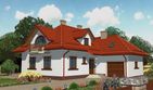 Projekt domu APS 083 - parterowy z poddaszem dom o powierzchni 169,60 m², dach kopertowy, koszt budowy 446 000 zł - ujęcie frontu