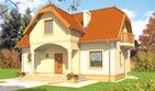 Projekt domu Jędrzej - parterowy z poddaszem dom o powierzchni 160,36 m², dach naczółkowy, koszt budowy 252 500 zł - ujęcie frontu