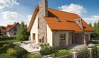 Projekt domu Basia G1 - parterowy z poddaszem dom o powierzchni 94,23 m², dach dwuspadowy, koszt budowy 258 000 zł - ujęcie frontu