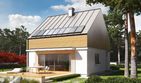 Projekt domu E3 economic (wersja B) - parterowy z poddaszem dom o powierzchni 101,20 m², dach dwuspadowy, koszt budowy 264 000 zł - ujęcie frontu