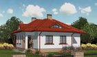 Projekt domu APS 002 - parterowy dom o powierzchni 112,20 m², dach czterospadowy, koszt budowy 323 000 zł - ujęcie frontu