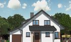 Projekt domu APS 112 - parterowy z poddaszem dom o powierzchni 125,80 m², dach dwuspadowy, koszt budowy 336 000 zł - ujęcie frontu