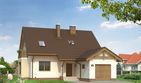 Projekt domu Aloes 3 - parterowy z poddaszem dom o powierzchni 133,70 m², dach dwuspadowy, koszt budowy 360 000 zł - ujęcie frontu