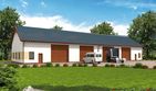 Projekt garażu G307 garaż czterostanowiskowy z pomieszczeniami gospodarczymi - parterowy dom o powierzchni 418,80 m², dach dwuspadowy, koszt budowy 536 064 zł - ujęcie frontu