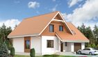 Projekt domu Piryt 3 - parterowy z poddaszem dom o powierzchni 142,30 m², dach dwuspadowy, koszt budowy 371 000 zł - ujęcie frontu