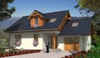Projekt domu A-103 Dom jastrzębia - szkieletowy - parterowy z poddaszem dom o powierzchni 116,10 m², dach dwuspadowy - ujęcie 4