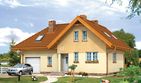 Projekt domu Jaskółka - parterowy z poddaszem dom o powierzchni 98,88 m², dach wielospadowy, koszt budowy 176 054 zł - ujęcie frontu