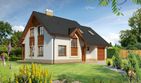 Projekt domu Lozanna LMP61 - parterowy z poddaszem dom o powierzchni 107,09 m², dach dwuspadowy, koszt budowy 163 700 zł - ujęcie frontu