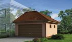 Projekt garażu GP8 garaż dostawiany dwustanowiskowy - parterowy dom o powierzchni 37,70 m², dach kopertowy, koszt budowy 36 675 zł - ujęcie frontu