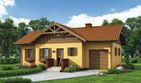 Projekt domu Lozanna - parterowy dom o powierzchni 58,24 m², dach dwuspadowy, koszt budowy 180 000 zł - ujęcie frontu