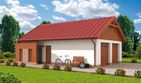 Projekt garażu G286 garaż dwustanowiskowy z werandą - parterowy dom o powierzchni 65,21 m², dach dwuspadowy, koszt budowy 63 436 zł - ujęcie frontu