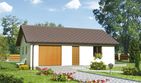 Projekt garażu M2 (243) - parterowy dom o powierzchni 19,40 m², dach dwuspadowy, koszt budowy 53 167 zł - ujęcie frontu