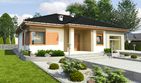Projekt domu Jerzyk z garażem 1-st. [A] - parterowy dom o powierzchni 88,10 m², dach wielospadowy, koszt budowy 276 000 zł - ujęcie frontu