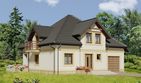 Projekt domu Portia - parterowy z poddaszem dom o powierzchni 146,28 m², dach kopertowy - ujęcie frontu