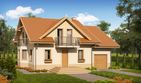 Projekt domu w Oregonie - parterowy z poddaszem dom o powierzchni 117,61 m², dach dwuspadowy - ujęcie frontu