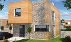 Projekt domu Delft DCP294 - z pełnym piętrem dom o powierzchni 104,42 m², dach płaski, koszt budowy 323 000 zł - ujęcie frontu