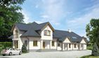 Projekt domu Atol 2 - parterowy z poddaszem dom o powierzchni 420,40 m², dach namiotowy, koszt budowy 1 075 000 zł - ujęcie frontu