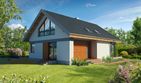 Projekt domu Tivoli LMP305 - parterowy z poddaszem dom o powierzchni 132,20 m², dach dwuspadowy, koszt budowy 345 000 zł - ujęcie frontu