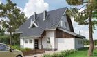Projekt domu Krab (377) - parterowy z poddaszem dom o powierzchni 92,90 m², dach dwuspadowy, koszt budowy 151 425 zł - ujęcie frontu