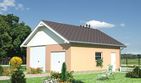 Projekt garażu 16 (220) - parterowy dom o powierzchni 45,40 m², dach dwuspadowy - ujęcie frontu