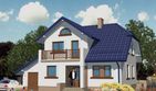 Projekt domu APS 056 - parterowy z poddaszem dom o powierzchni 123,40 m², dach wielospadowy, koszt budowy 329 000 zł - ujęcie frontu