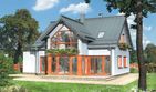 Projekt domu Azuryt (973) - parterowy z poddaszem dom o powierzchni 134,50 m², dach dwuspadowy, koszt budowy 360 000 zł - ujęcie frontu