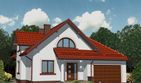 Projekt domu APS 147 - parterowy z poddaszem dom o powierzchni 131,40 m², dach dwuspadowy, koszt budowy 355 000 zł - ujęcie frontu