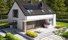 Projekt domu E4 G1 (wersja A) multi-comfort - parterowy z poddaszem dom o powierzchni 134,42 m², dach dwuspadowy - ujęcie 2