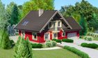 Projekt domu przy Cyprysowej 18 - parterowy z poddaszem dom o powierzchni 141,50 m², dach dwuspadowy - ujęcie frontu