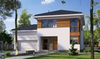 Projekt domu E-125 - z pełnym piętrem dom o powierzchni 156,40 m², dach kopertowy, koszt budowy 411 000 zł - ujęcie frontu