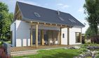 Projekt domu E-104 - parterowy z poddaszem dom o powierzchni 156,40 m², dach dwuspadowy - ujęcie 2