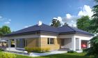 Projekt domu As 4 - parterowy dom o powierzchni 132,49 m², dach kopertowy, koszt budowy 399 000 zł - ujęcie frontu