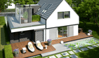 Projekt domu Markus G1 - parterowy z poddaszem dom o powierzchni 142,81 m², dach dwuspadowy, koszt budowy 386 000 zł - ujęcie frontu