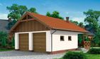 Projekt budynku gospodarczego G188 szkielet drewniany budynek gospodarczy - parterowy dom o powierzchni 66,04 m², dach dwuspadowy, koszt budowy 64 244 zł - ujęcie frontu