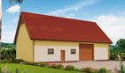 Projekt budynku gospodarczego G240A szkielet drewniany budynek gospodarczy - parterowy dom o powierzchni 167,52 m², dach dwuspadowy, koszt budowy 214 426 zł - ujęcie frontu