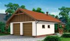 Projekt garażu G188 Szkielet drewniany - parterowy dom o powierzchni 66,04 m², dach dwuspadowy, koszt budowy 64 244 zł - ujęcie frontu