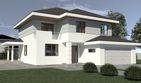 Projekt domu DN 052 - z pełnym piętrem dom o powierzchni 163,55 m², dach kopertowy - ujęcie frontu