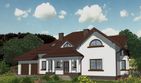 Projekt domu APS 089 + 2G - parterowy z poddaszem dom o powierzchni 206,90 m², dach kopertowy, koszt budowy 552 000 zł - ujęcie frontu