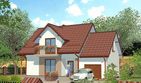 Projekt domu APS 123 + G - parterowy z poddaszem dom o powierzchni 106,40 m², dach dwuspadowy, koszt budowy 281 000 zł - ujęcie frontu