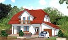 Projekt domu APS 125 + G - parterowy z poddaszem dom o powierzchni 103,10 m², dach kopertowy, koszt budowy 281 000 zł - ujęcie frontu