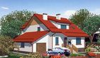 Projekt domu APS 007 + G - parterowy z poddaszem dom o powierzchni 135,90 m², dach dwuspadowy, koszt budowy 385 000 zł - ujęcie frontu