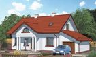 Projekt domu APS 134 + G - parterowy z poddaszem dom o powierzchni 154,60 m², dach dwuspadowy, koszt budowy 409 000 zł - ujęcie frontu